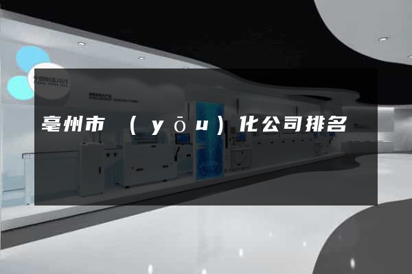 亳州市優(yōu)化公司排名