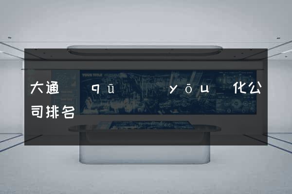 大通區(qū)優(yōu)化公司排名