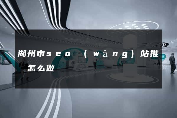 湖州市seo網(wǎng)站推廣怎么做