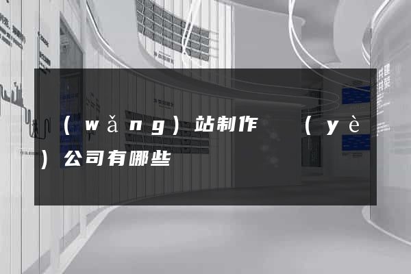 網(wǎng)站制作專業(yè)公司有哪些
