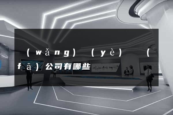 網(wǎng)頁(yè)開發(fā)公司有哪些