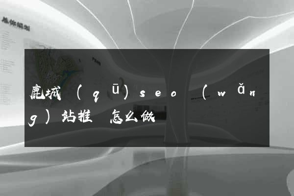 鹿城區(qū)seo網(wǎng)站推廣怎么做