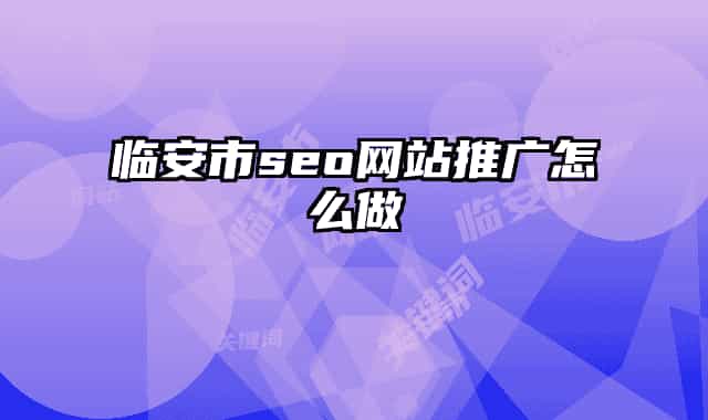 臨安市seo網站推廣怎么做