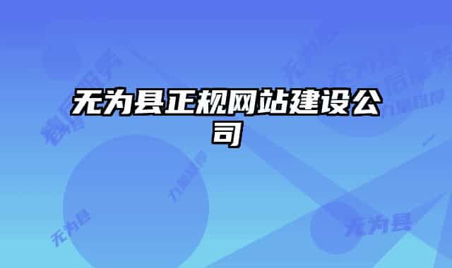 無為縣正規(guī)網(wǎng)站建設(shè)公司