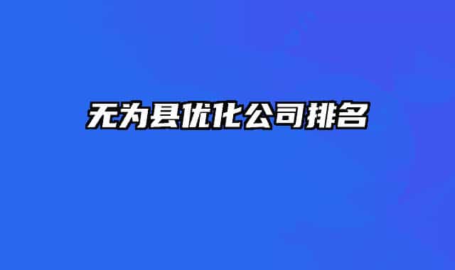 無(wú)為縣優(yōu)化公司排名