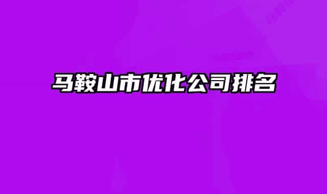 馬鞍山市優(yōu)化公司排名