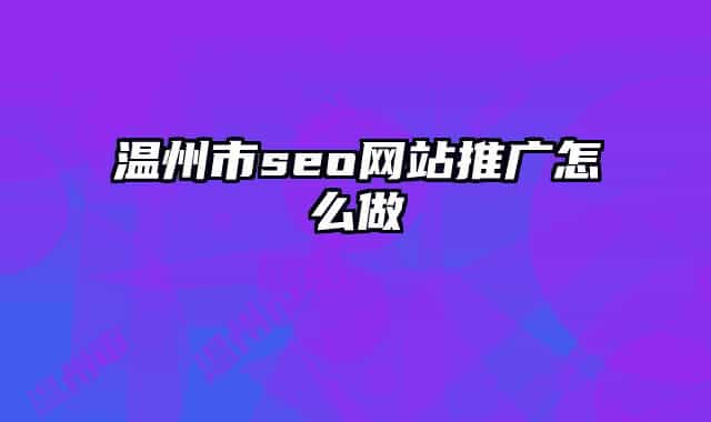 溫州市seo網(wǎng)站推廣怎么做
