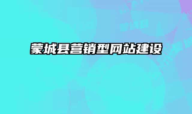 蒙城縣營銷型網(wǎng)站建設(shè)
