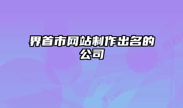 界首市網(wǎng)站制作出名的公司